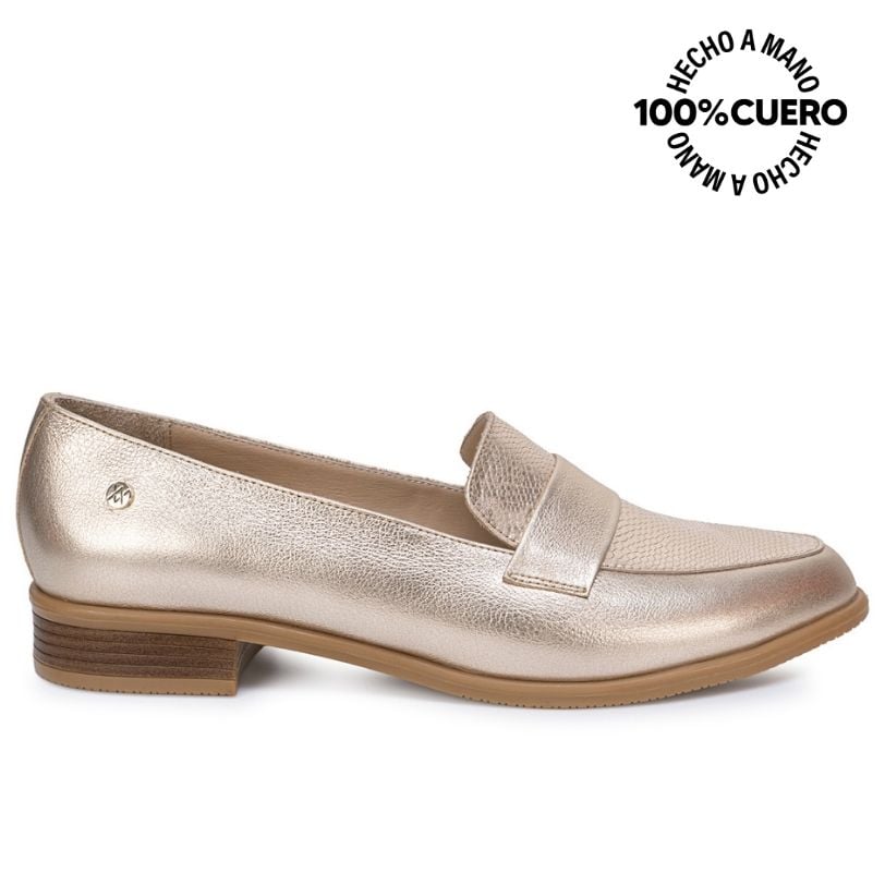 ZAPATO MOCASÍN AVE-2641 DORADO CUERO VIALE - 1