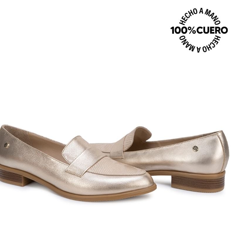ZAPATO MOCASÍN AVE-2641 DORADO CUERO VIALE - 2