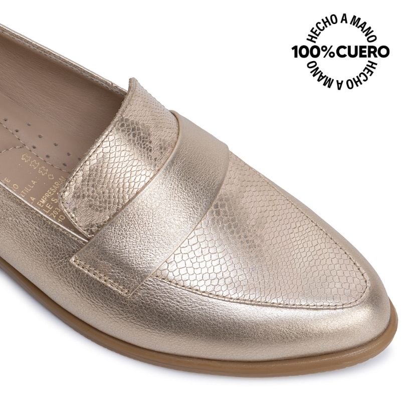 ZAPATO MOCASÍN AVE-2641 DORADO CUERO VIALE - 3