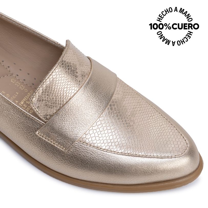 ZAPATO MOCASÍN AVE-2641 DORADO CUERO VIALE - 3