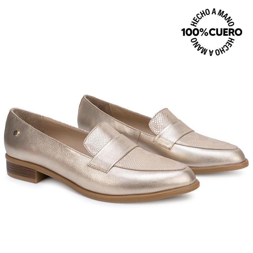 ZAPATO MOCASÍN AVE-2641 DORADO CUERO VIALE - 4