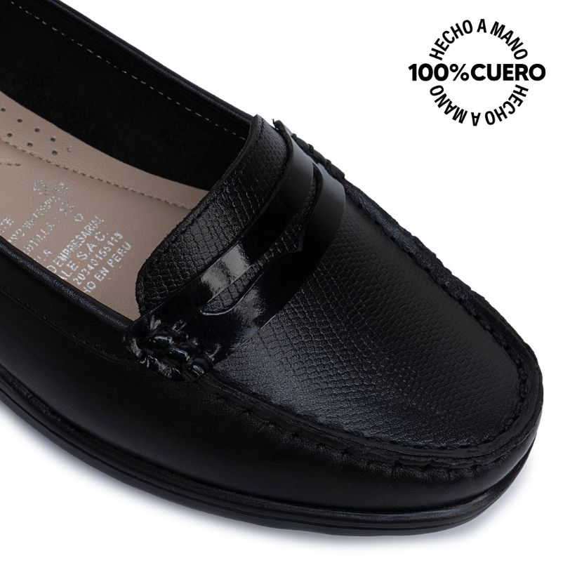 ZAPATO MOCASÍN DK-2612 NEGRO VIALE CUERO - 3
