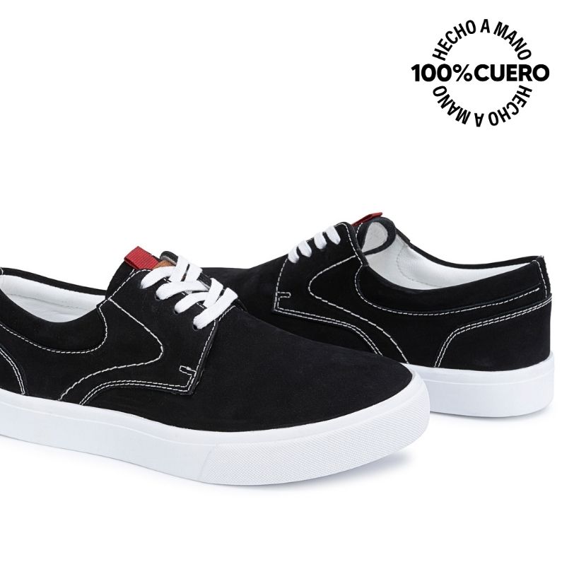 ZAPATILLA BASICO ANDREI-2605 NEGRO RABBIT CUERO - 2