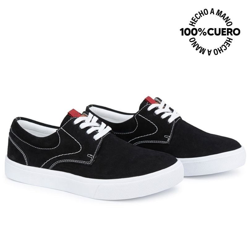 ZAPATILLA BASICO ANDREI-2605 NEGRO RABBIT CUERO - 4