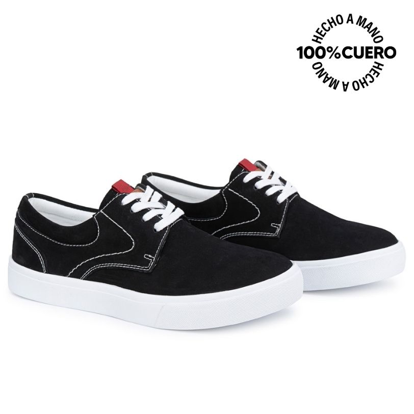 ZAPATILLA BASICO ANDREI-2605 NEGRO RABBIT CUERO - 4