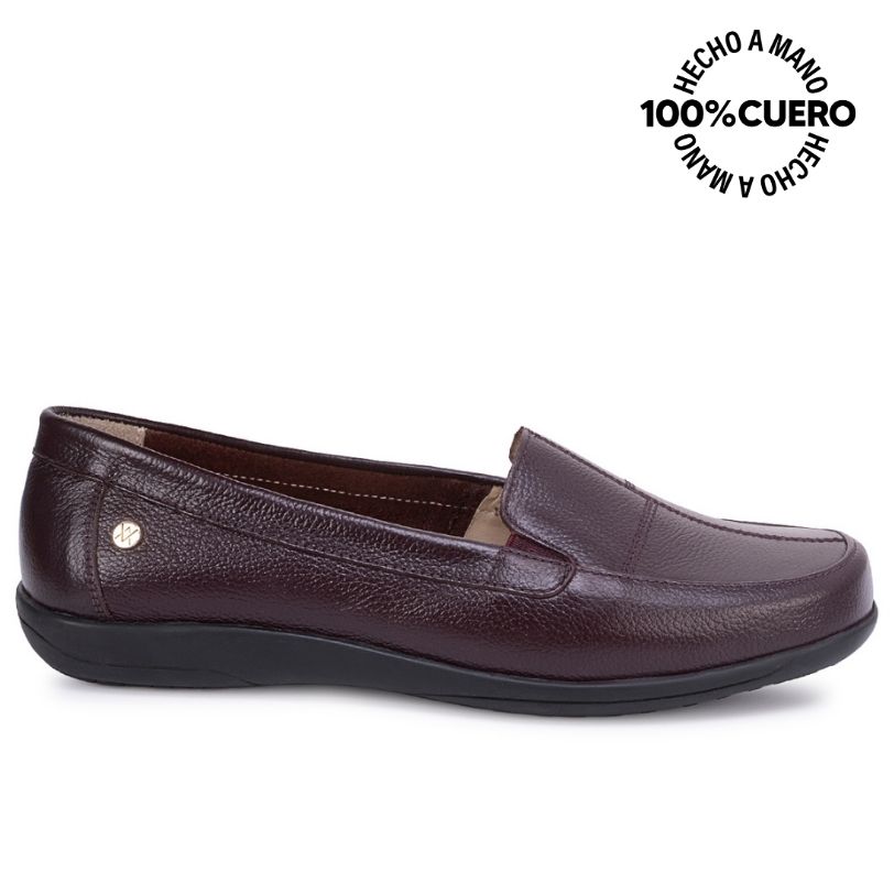 ZAPATO MOCASÍN DOM-2602 VINO VIALE CUERO - 1