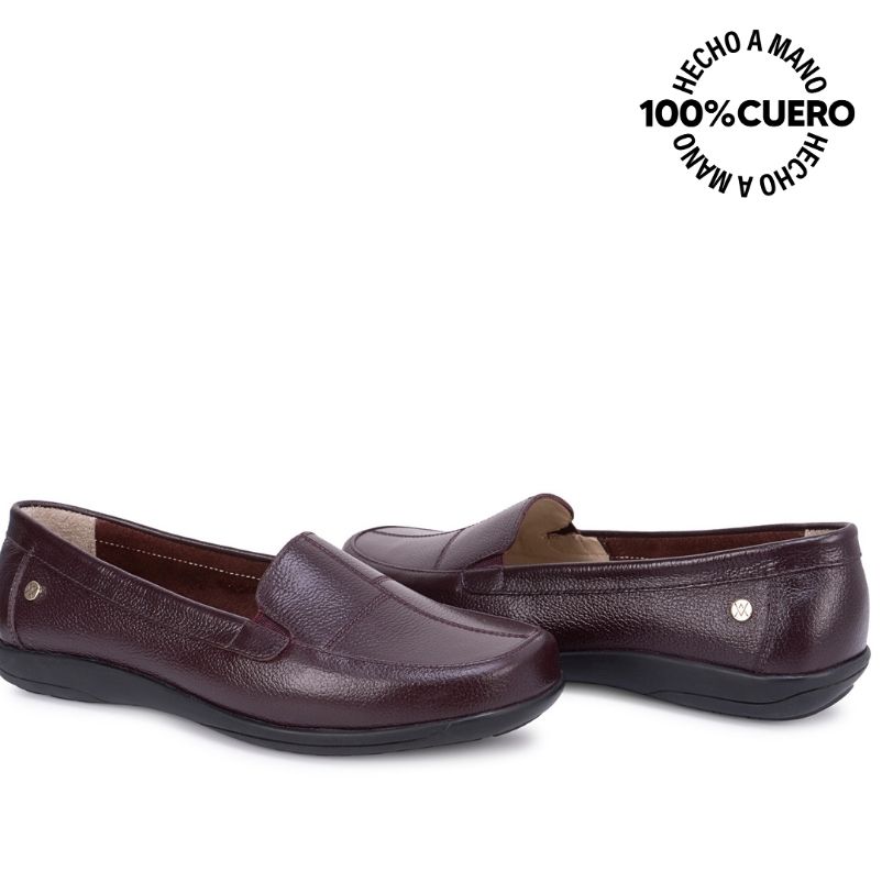 ZAPATO MOCASÍN DOM-2602 VINO VIALE CUERO - 2