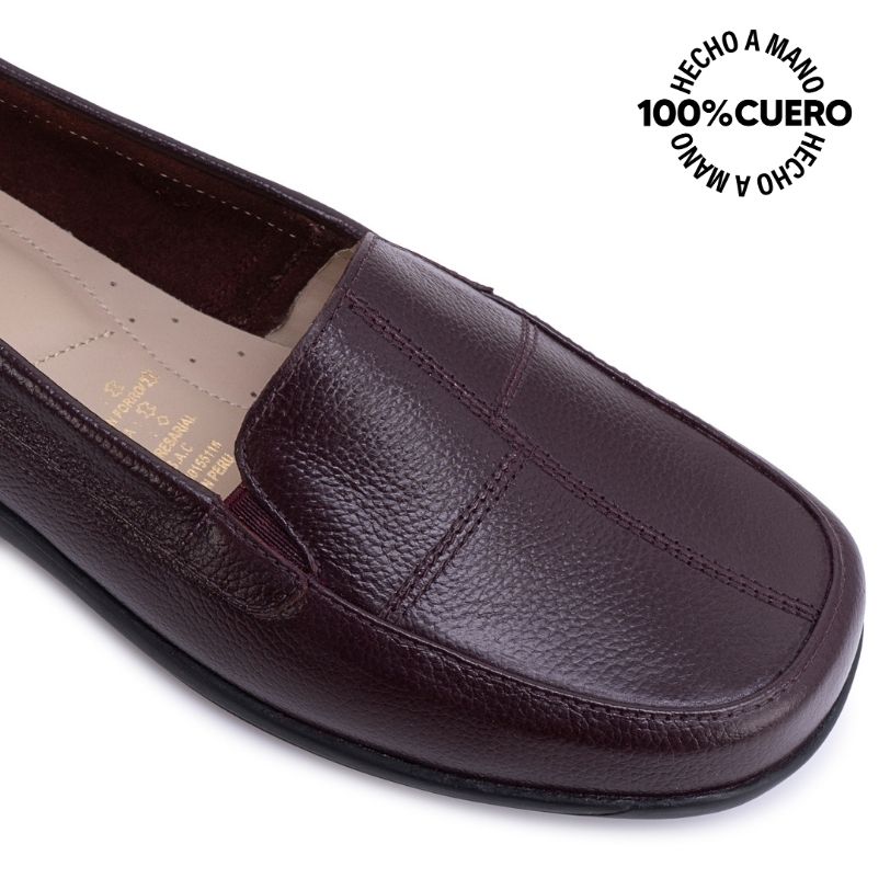ZAPATO MOCASÍN DOM-2602 VINO VIALE CUERO - 3
