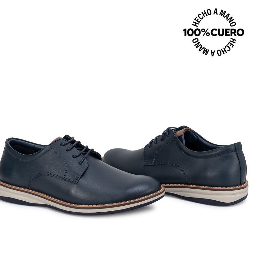 ZAPATO DERBY ANGEL-2636 AZUL RABBIT CUERO - 2