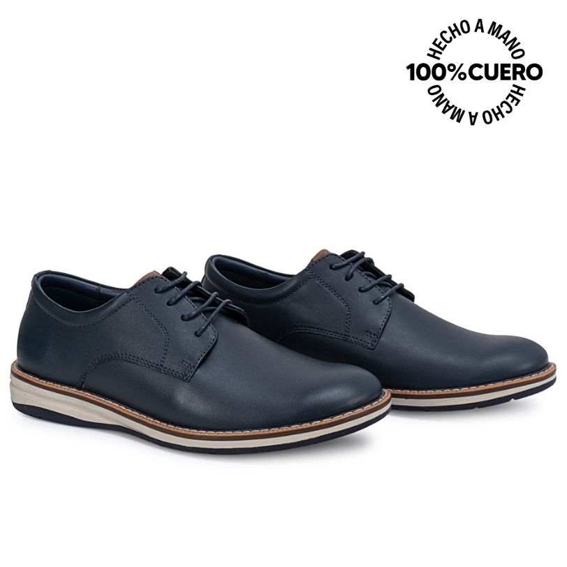 ZAPATO DERBY ANGEL-2636 AZUL RABBIT CUERO - 4