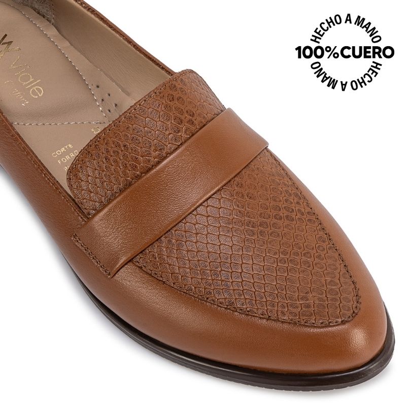ZAPATO MOCASÍN CASUAL AVE-2641 NATURAL CUERO VIALE - 3