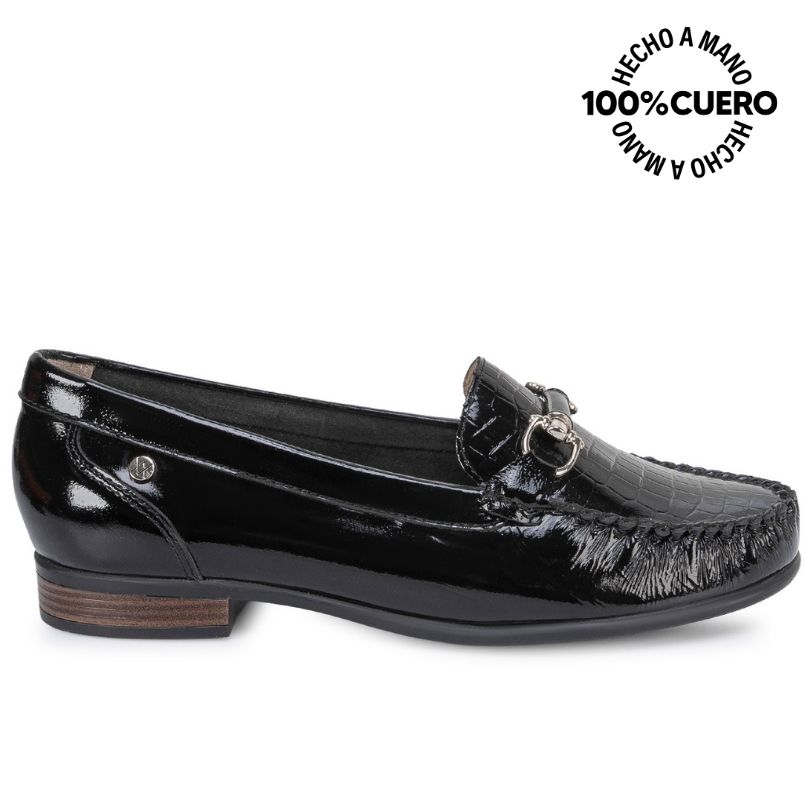 ZAPATO MOCASÍN CASUAL DENI-2606 NEGRO CUERO VIALE - 1