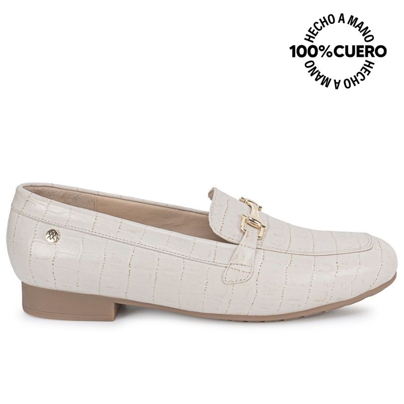 ZAPATO MOCASÍN CASUAL TATI-2670 OFF WHITE CUERO VIALE - 1