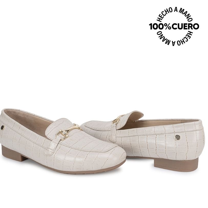 ZAPATO MOCASÍN CASUAL TATI-2670 OFF WHITE CUERO VIALE - 2