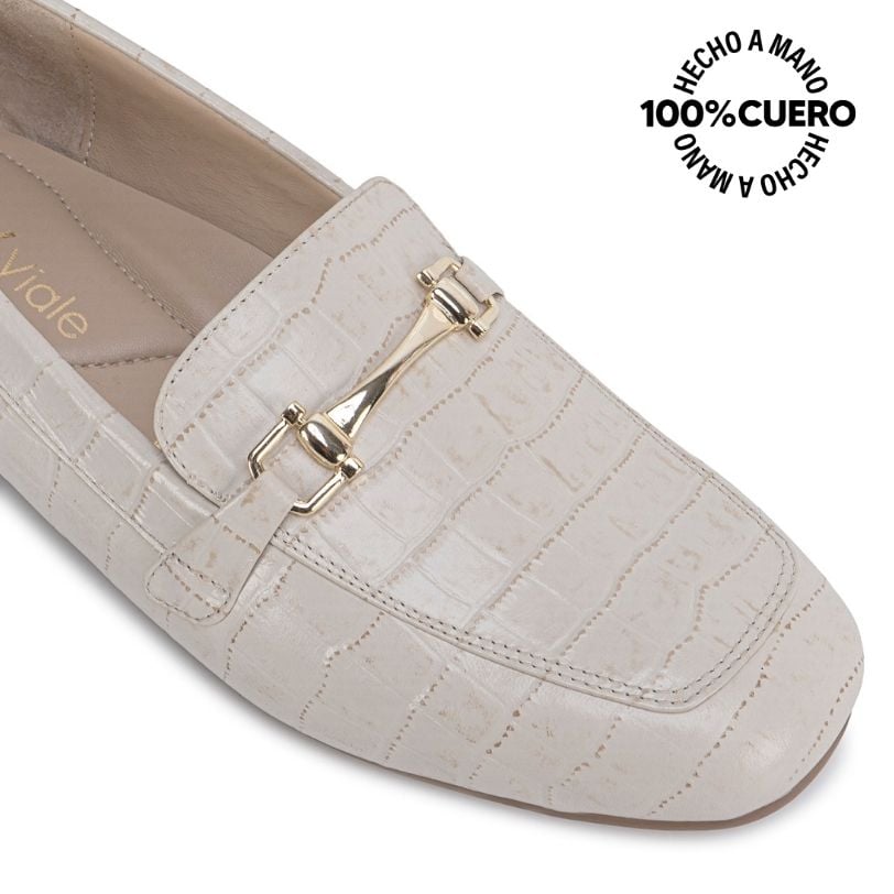 ZAPATO MOCASÍN CASUAL TATI-2670 OFF WHITE CUERO VIALE - 3