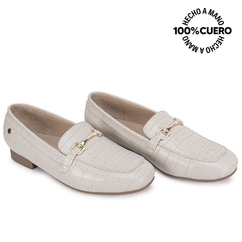 ZAPATO MOCASÍN CASUAL TATI-2670 OFF WHITE CUERO VIALE - 4