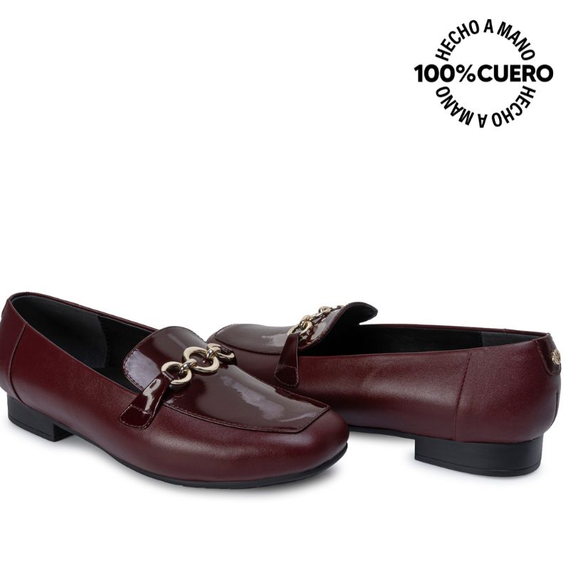 ZAPATO MOCASÍN CASUAL TATI-2665 CHERRY CUERO VIALE - 2