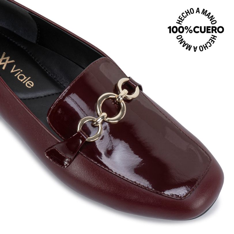 ZAPATO MOCASÍN CASUAL TATI-2665 CHERRY CUERO VIALE - 3