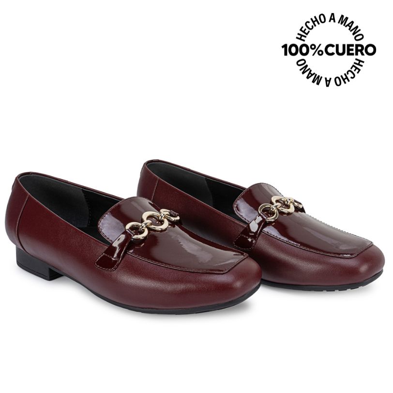 ZAPATO MOCASÍN CASUAL TATI-2665 CHERRY CUERO VIALE - 4