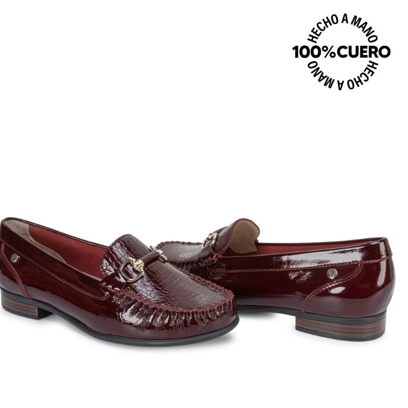 ZAPATO MOCASÍN CASUAL DENI-2606 CHERRY CUERO VIALE - 2