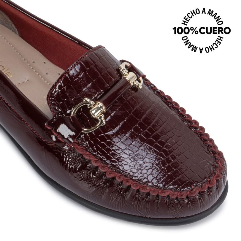 ZAPATO MOCASÍN CASUAL DENI-2606 CHERRY CUERO VIALE - 3
