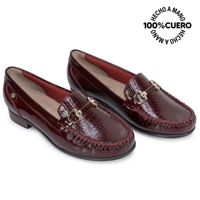ZAPATO MOCASÍN CASUAL DENI-2606 CHERRY CUERO VIALE - 4
