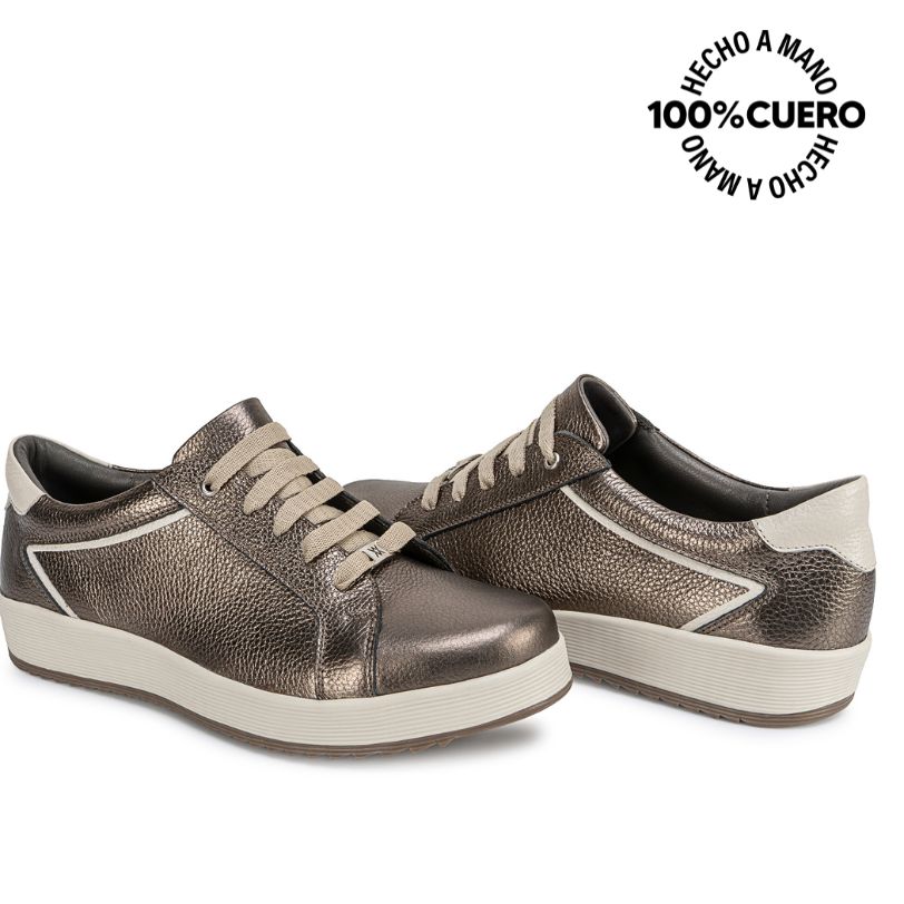 ZAPATO OXFORD CASUAL WIL-2622 PLATA/QUEM CUERO VIALE - 2