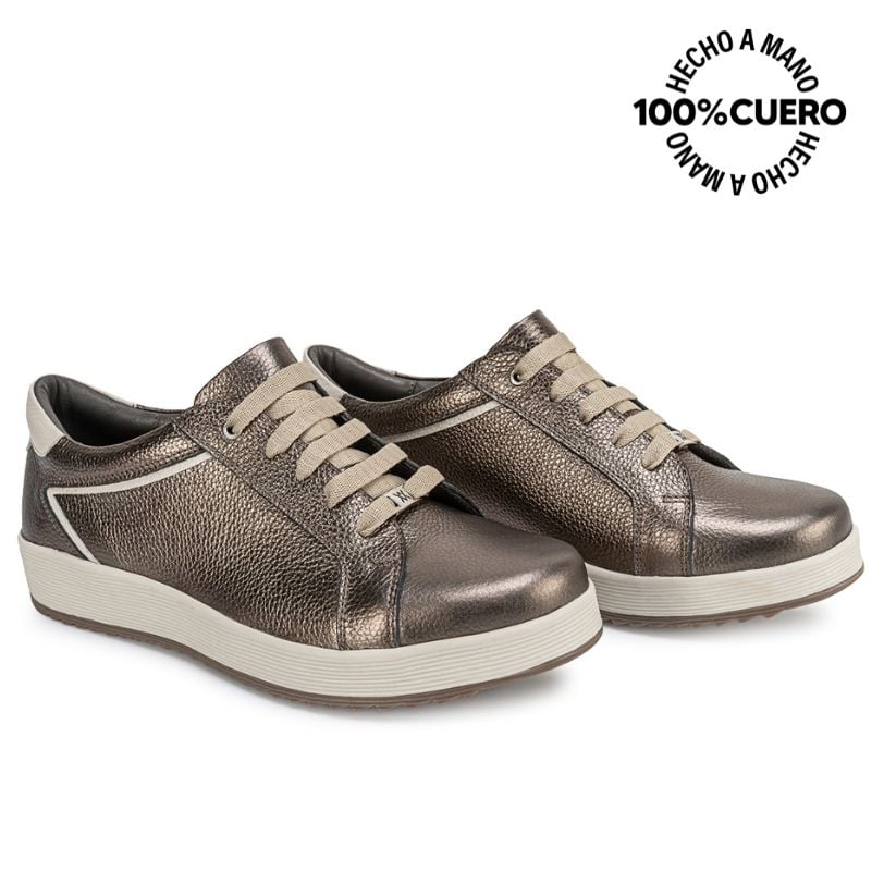 ZAPATO OXFORD CASUAL WIL-2622 PLATA/QUEM CUERO VIALE - 4