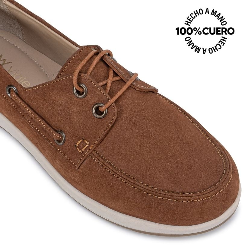 ZAPATO TOP SIDER CASUAL AVE-2642 NATURAL CUERO VIALE - 3