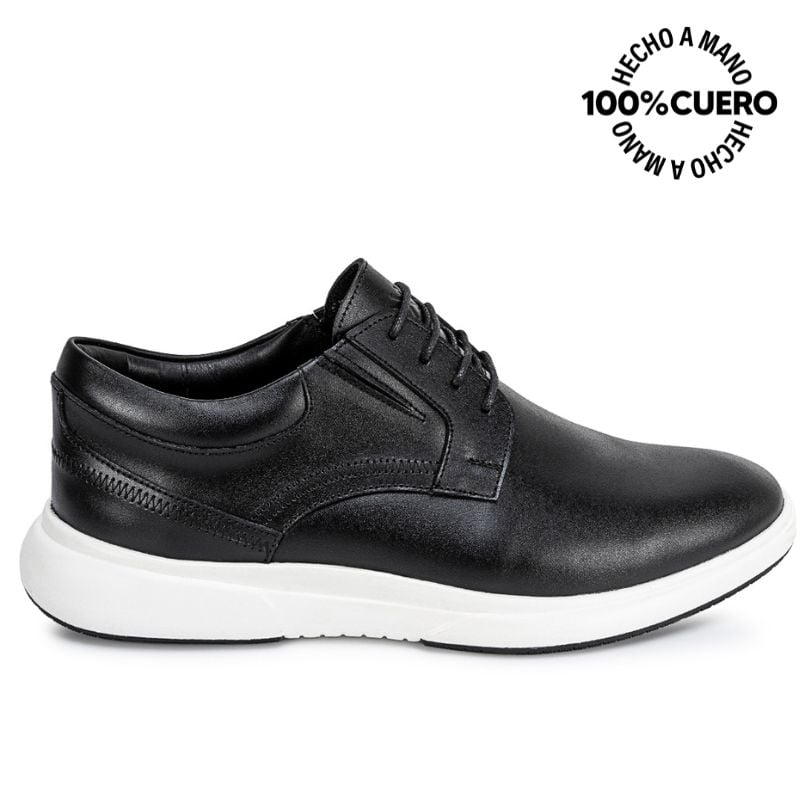 ZAPATO DERBY CASUAL RICARDO-2613 NEGRO CUERO VIALE HOMME - 1