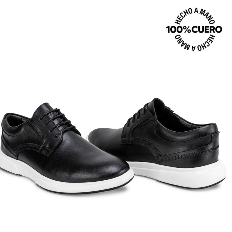 ZAPATO DERBY CASUAL RICARDO-2613 NEGRO CUERO VIALE HOMME - 2