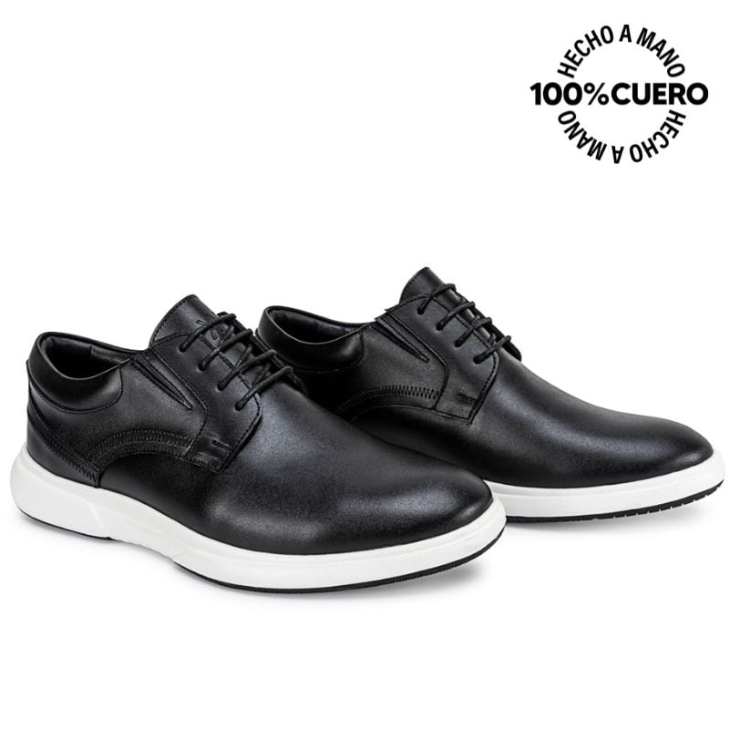 ZAPATO DERBY CASUAL RICARDO-2613 NEGRO CUERO VIALE HOMME - 4