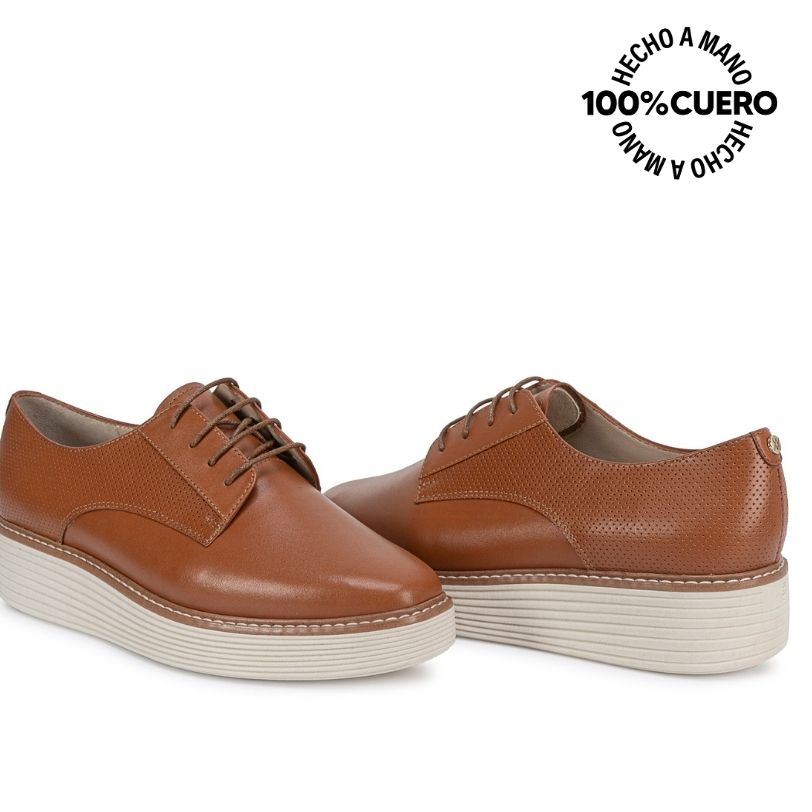 ZAPATO OXFORD CASUAL TATI-2631 NATURAL CUERO VIALE - 2