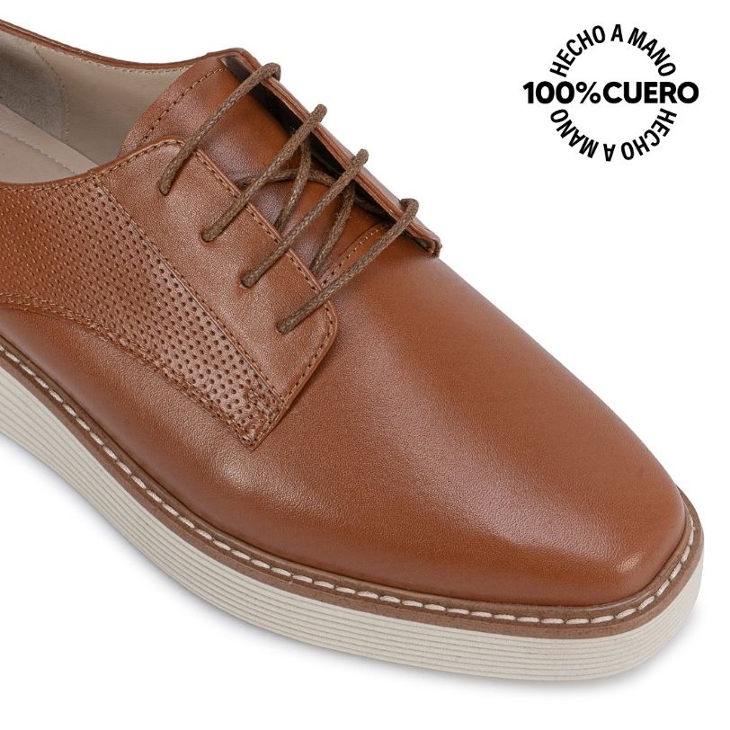 ZAPATO OXFORD CASUAL TATI-2631 NATURAL CUERO VIALE - 3