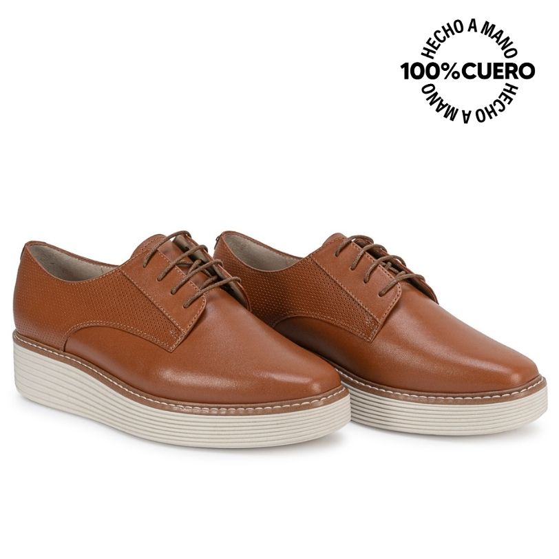 ZAPATO OXFORD CASUAL TATI-2631 NATURAL CUERO VIALE - 4