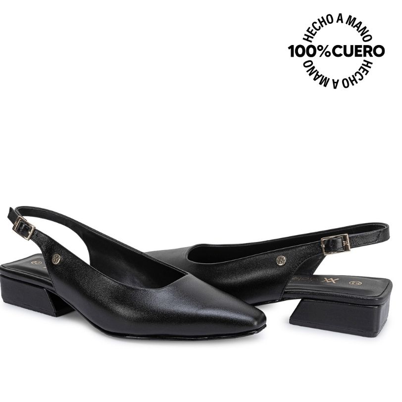 ZAPATO MEDIA ESTACION STILETTO VESTIR TATI-2664 NEGRO CUERO VIALE - 2