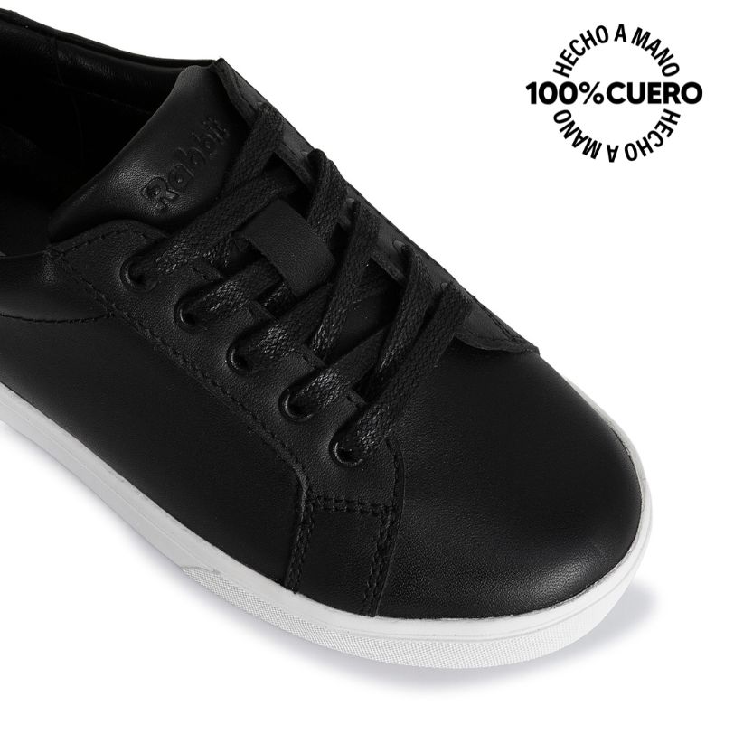 ZAPATILLA CASUAL INFORMAL ALEX-2619 NEGRO CUERO RABBIT - 3