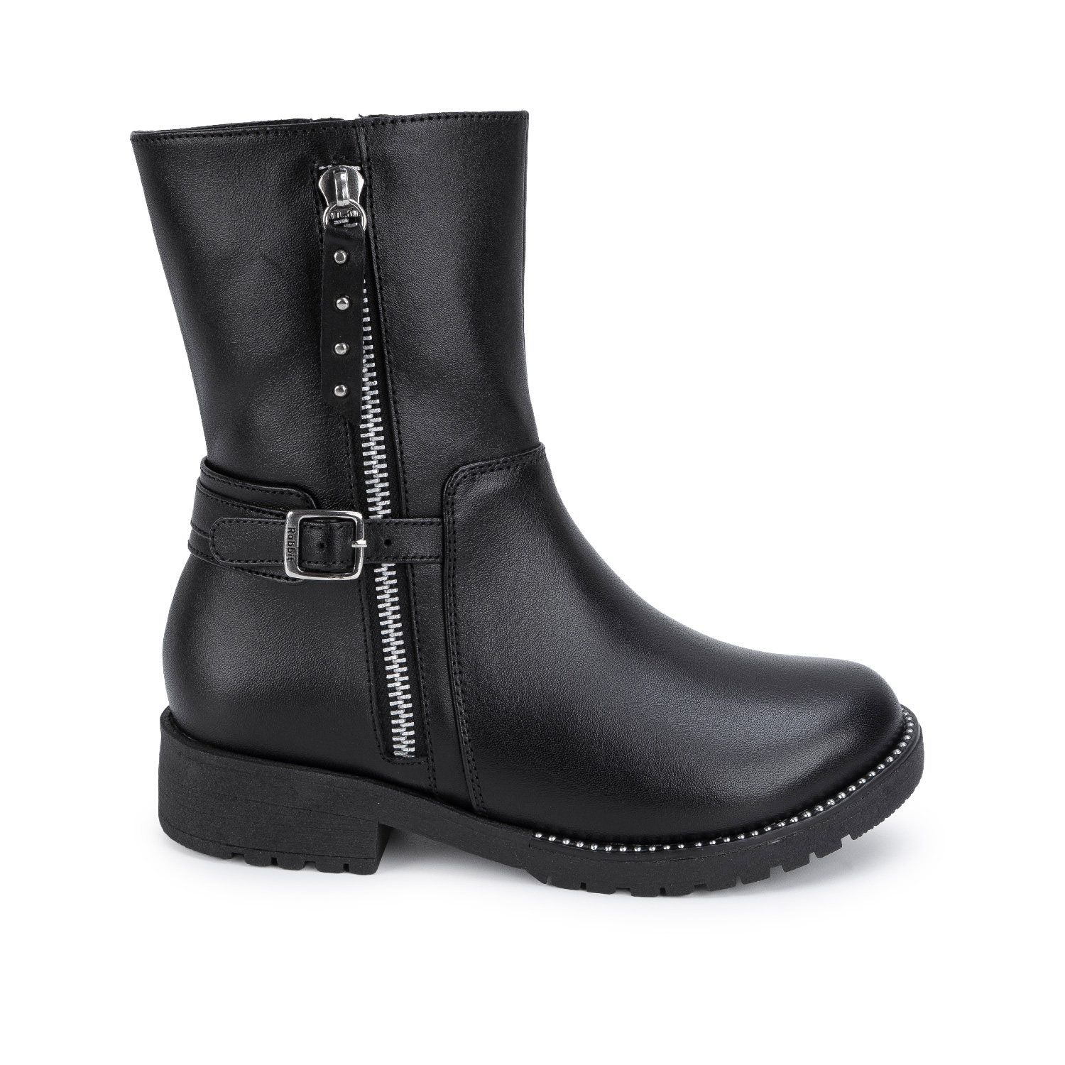 BOTA MEDIA BASICO CASUAL YADIRA-2618 NEGRO CUERO RABBIT - 1