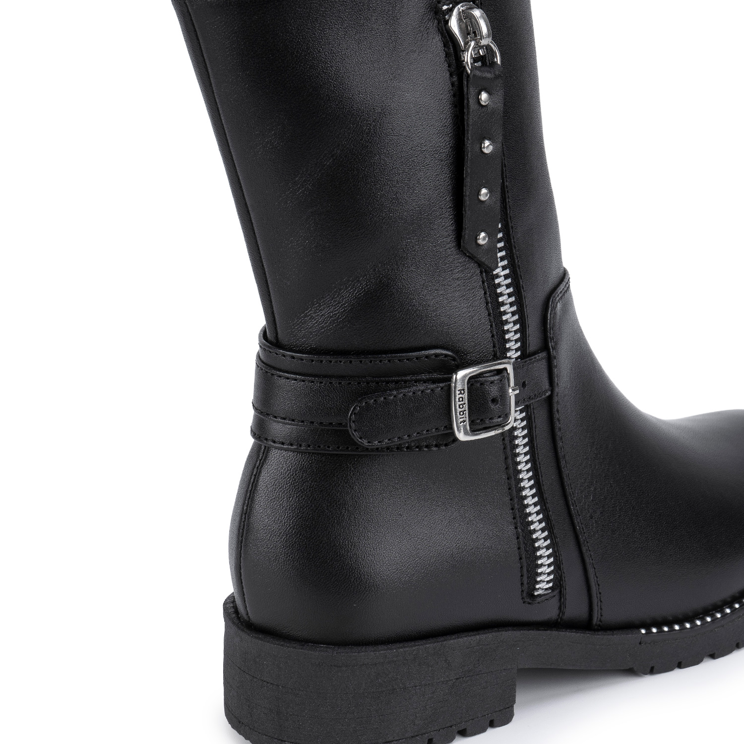 BOTA MEDIA BASICO CASUAL YADIRA-2618 NEGRO CUERO RABBIT - 3