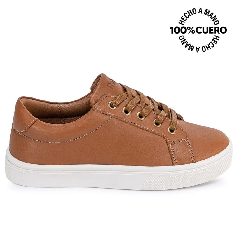 ZAPATILLA CASUAL INFORMAL ALEX-2619 HABANO CUERO RABBIT - 1