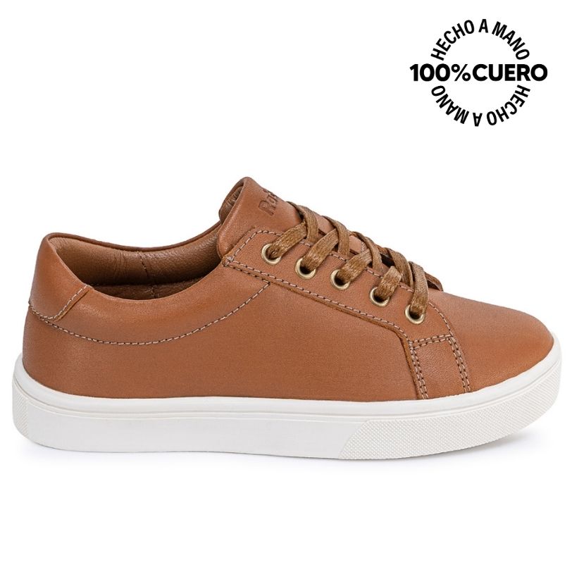 ZAPATILLA CASUAL INFORMAL ALEX-2619 HABANO CUERO RABBIT - 1