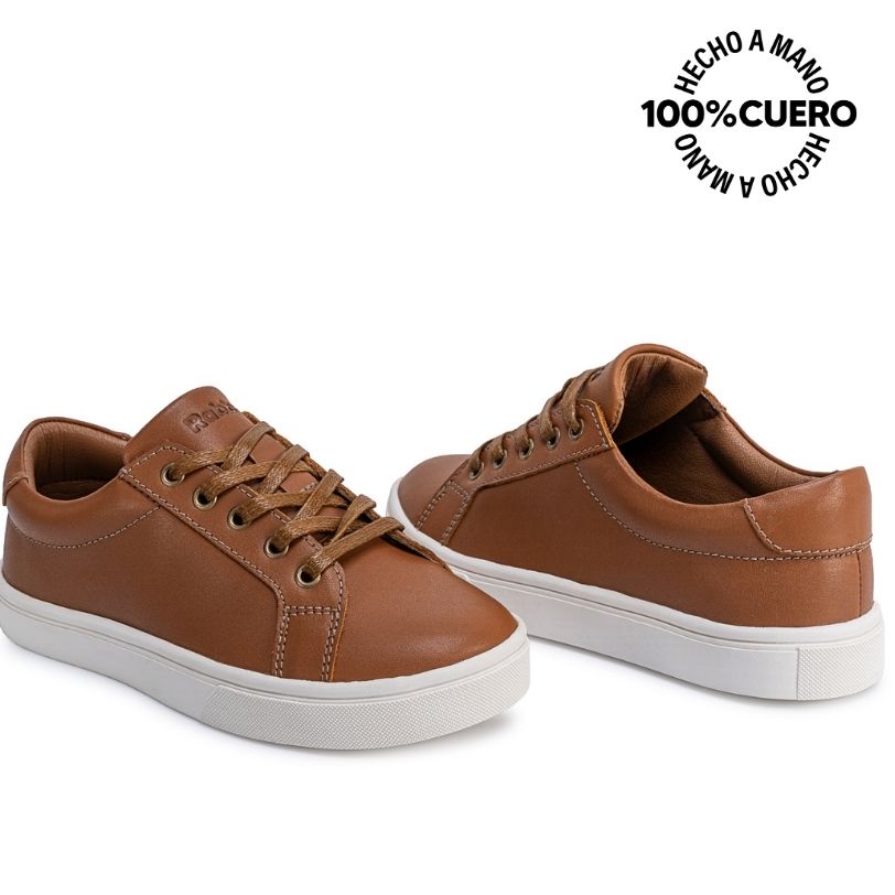 ZAPATILLA CASUAL INFORMAL ALEX-2619 HABANO CUERO RABBIT - 2