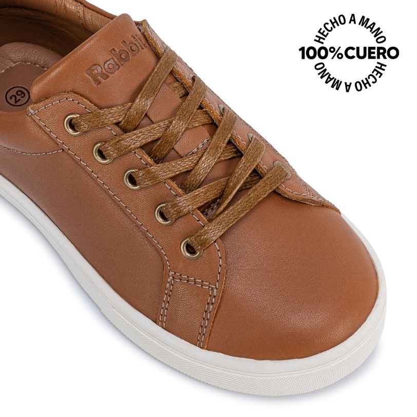 ZAPATILLA CASUAL INFORMAL ALEX-2619 HABANO CUERO RABBIT - 3