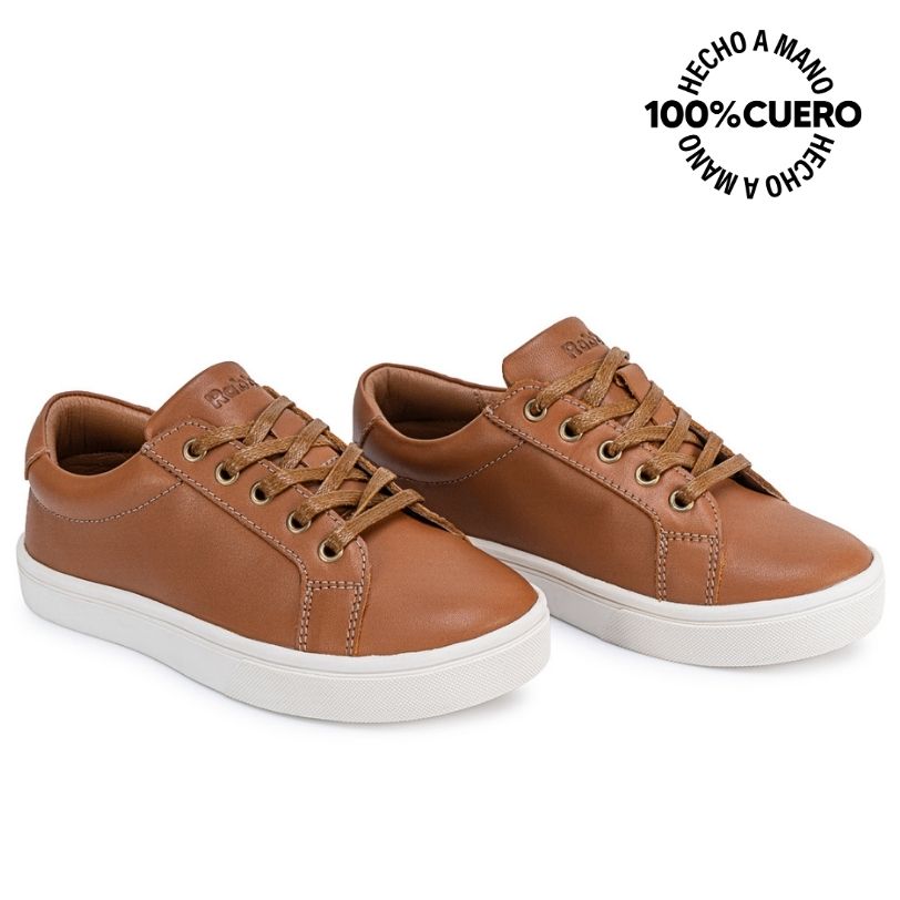 ZAPATILLA CASUAL INFORMAL ALEX-2619 HABANO CUERO RABBIT - 4