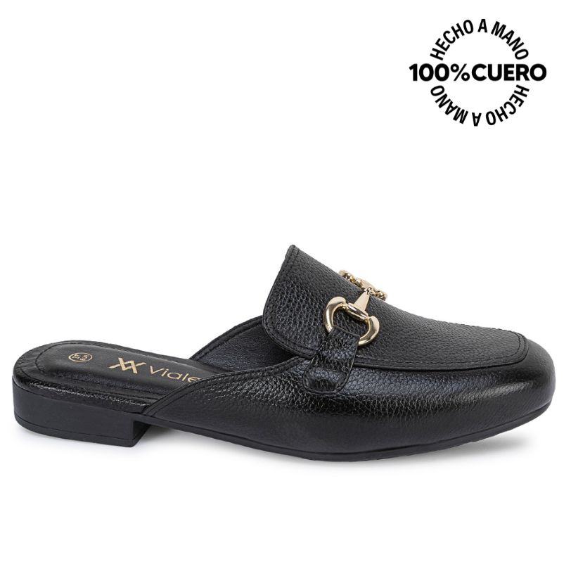 ZAPATO MEDIA ESTACION CASUAL INFORMAL TATI-2671 NEGRO CUERO VIALE - 1