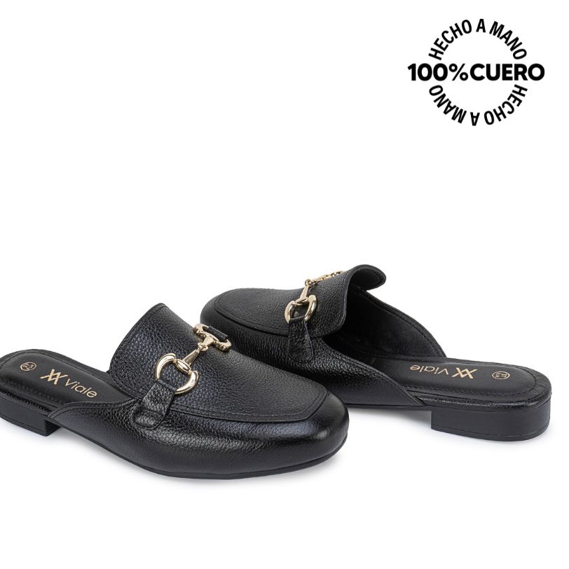 ZAPATO MEDIA ESTACION CASUAL INFORMAL TATI-2671 NEGRO CUERO VIALE - 2