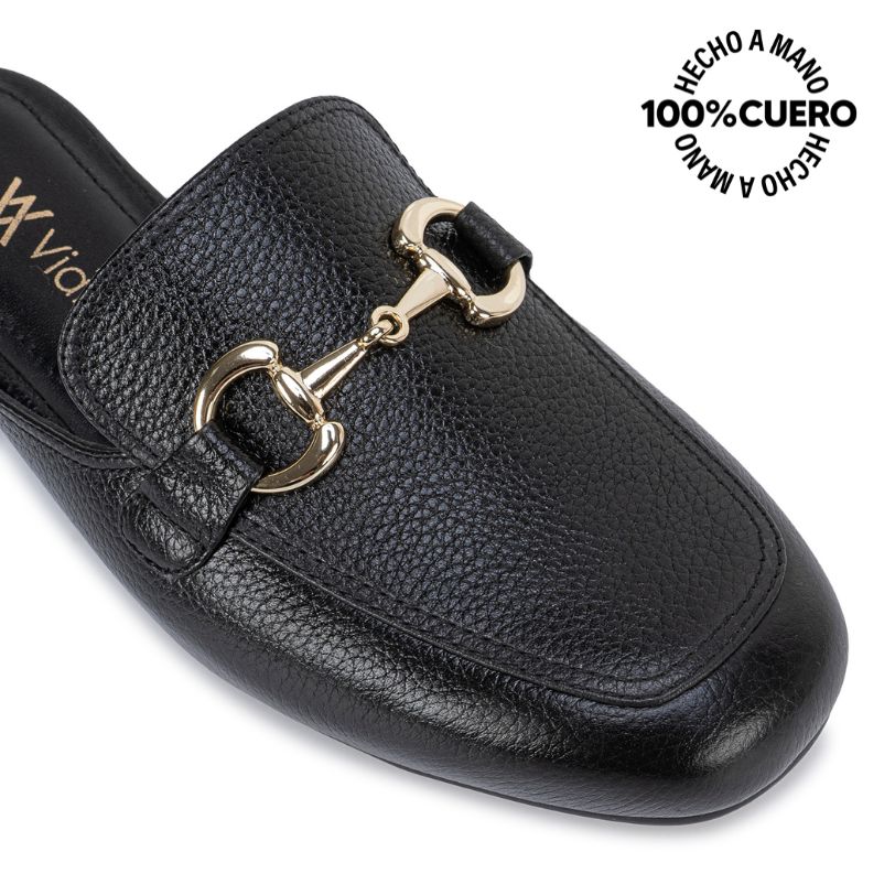 ZAPATO MEDIA ESTACION CASUAL INFORMAL TATI-2671 NEGRO CUERO VIALE - 3