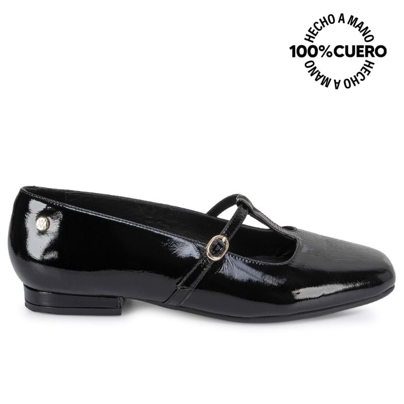 ZAPATO BALLERINA CASUAL ALE-2653 NEGRO CUERO VIALE - 2