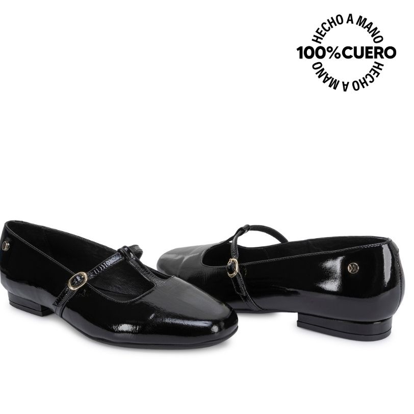 ZAPATO BALLERINA CASUAL ALE-2653 NEGRO CUERO VIALE - 3