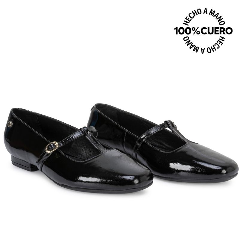 ZAPATO BALLERINA CASUAL ALE-2653 NEGRO CUERO VIALE - 5